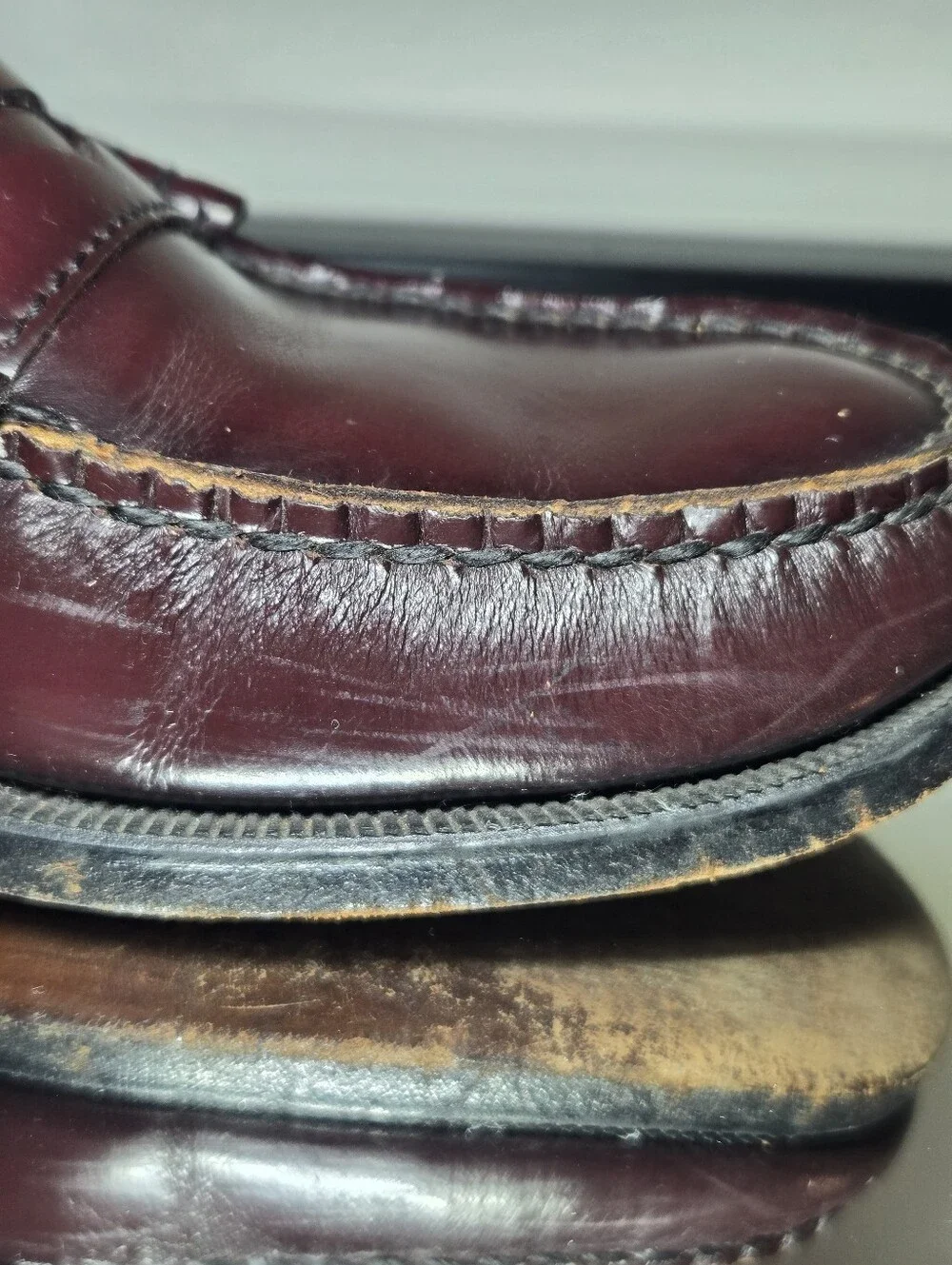 Florsheim Berkley Penny Loafers Men's 9 Mock Toe Burgundy Slip On Classic Preppy
